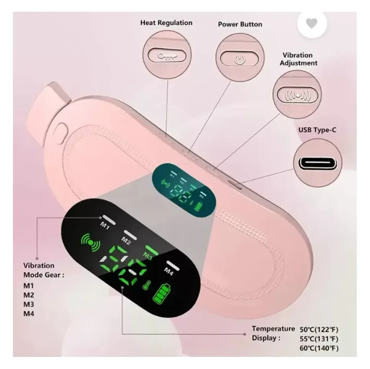 Cordless menstrual heating pad with LED display – photo 4
