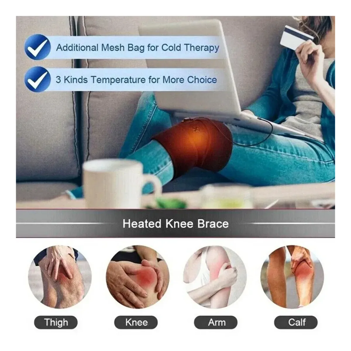 Heated knee wrap with 3 heat levels – photo 3