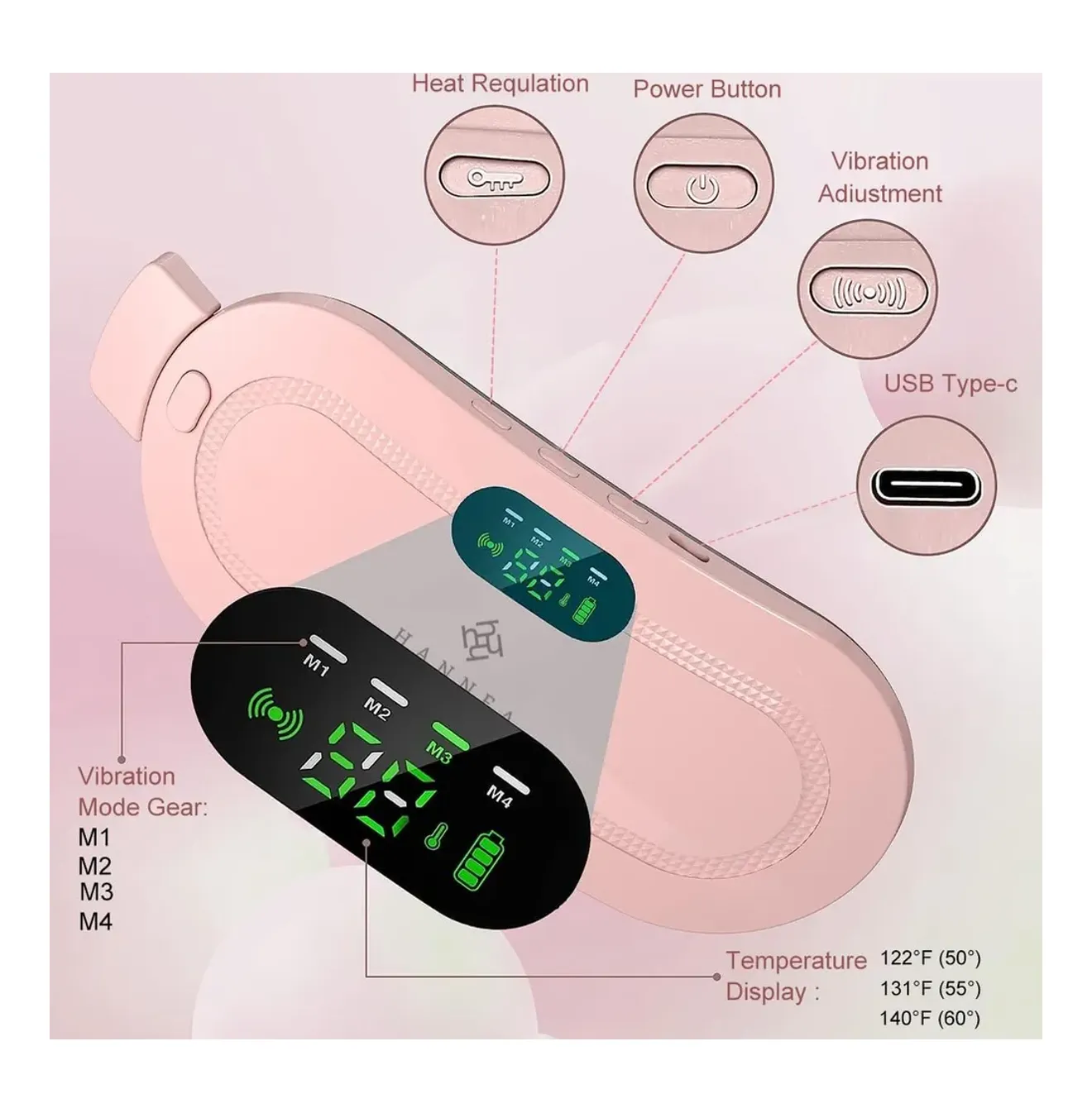 Period cramp relief heating belt rechargeable