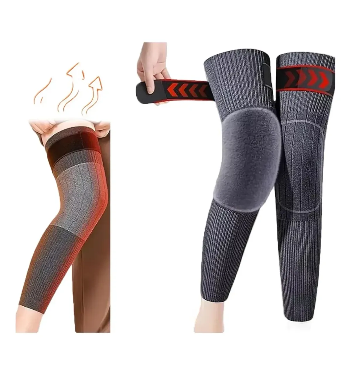 Wool knee warmers with straps pair – photo 3